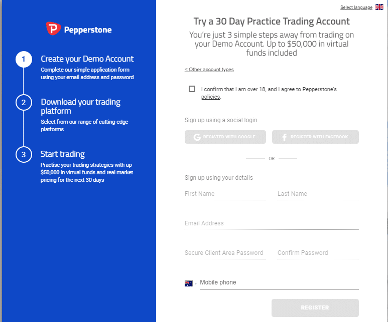 Pepperstone demo account