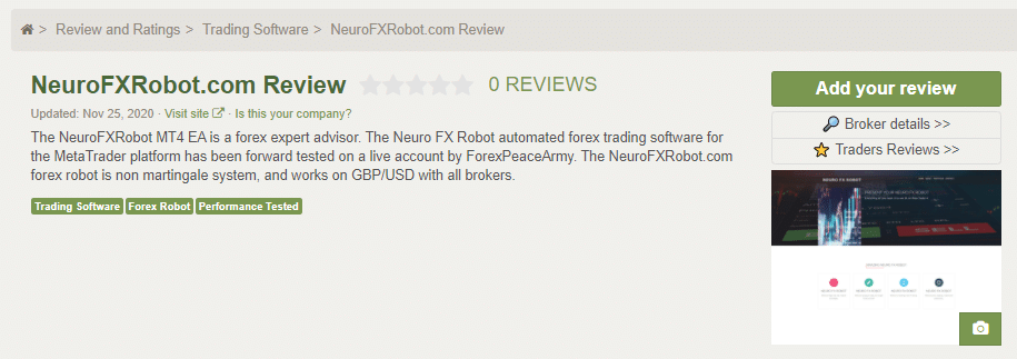 Neuro FX Robot Customer Reviews