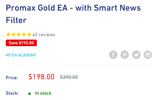 Promax Gold EA pricing.