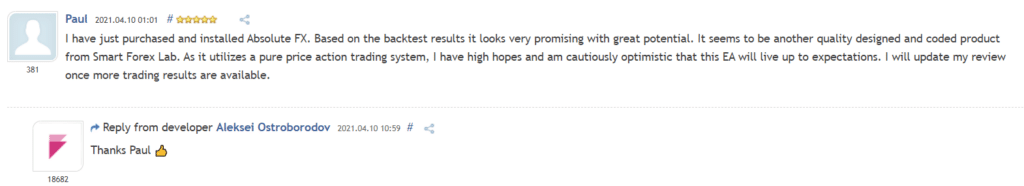 User review for Absolute on MQL5.