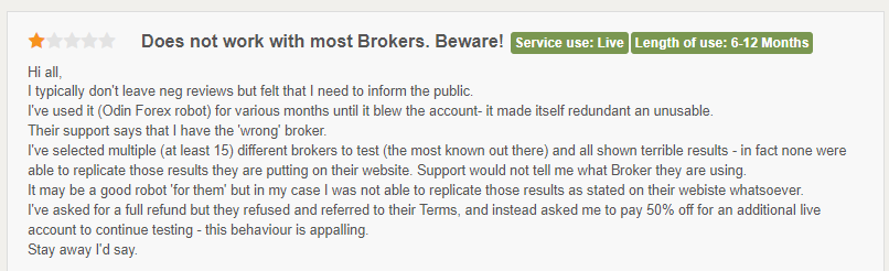User review for Pterodactyl Forex Robot.