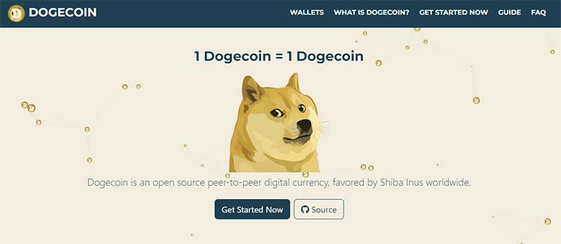 The Dogecoin website.