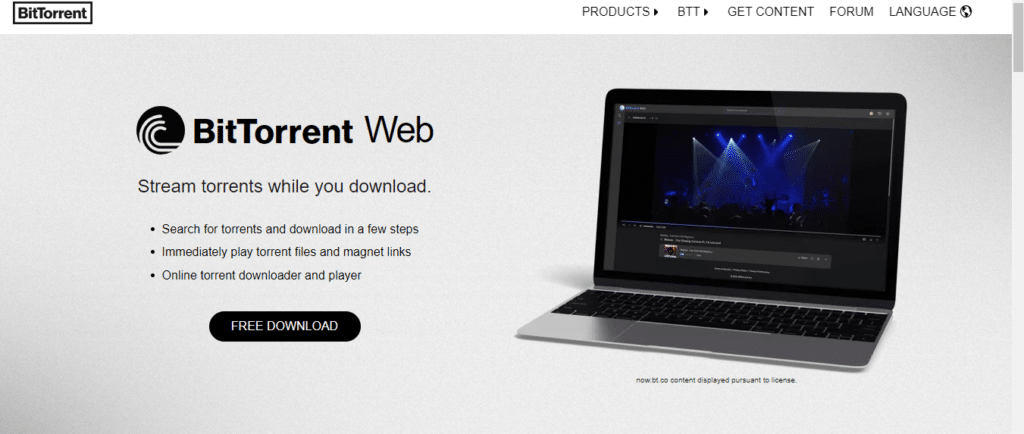 BitTorrent home page