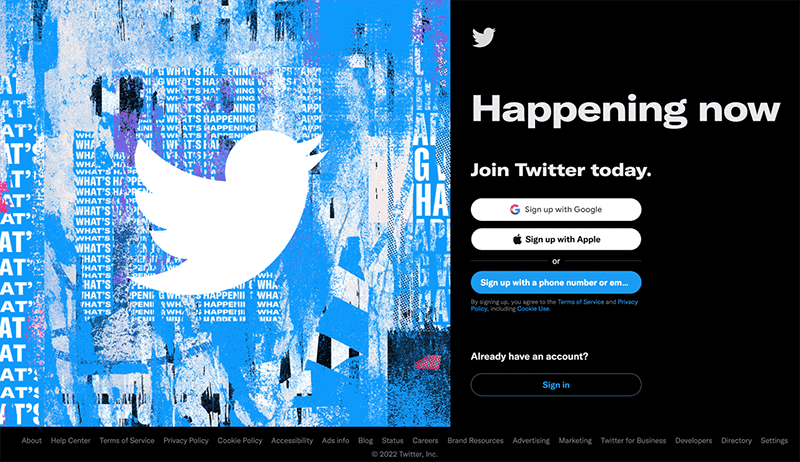 Twitter’s homepage