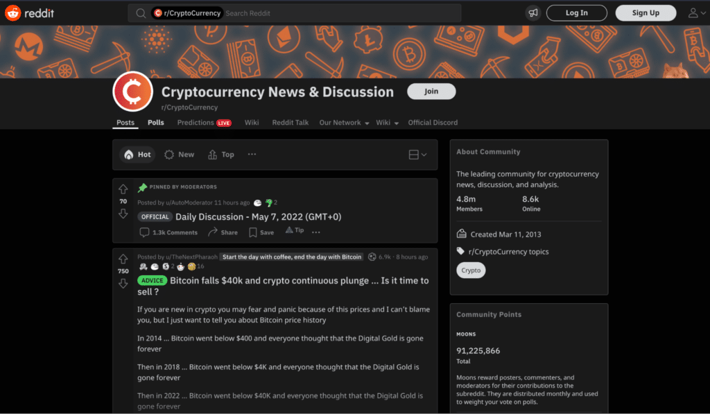 r/Cryptocurrency’s homepage on Reddit